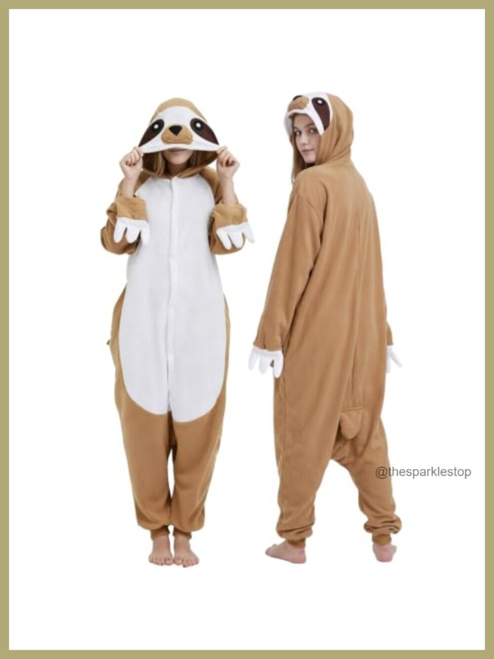 Sloth Onesie Adult Plush Fleece One Piece Pajamas Hooded Costume